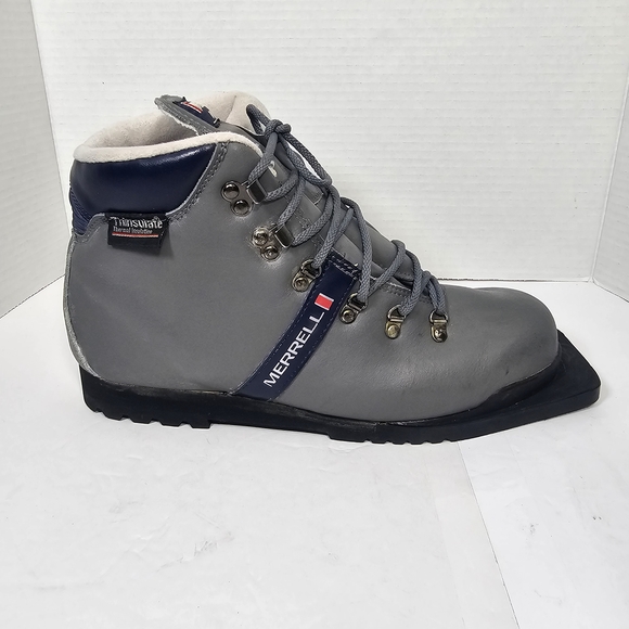Merrell Other - VTG Merrell Rainier Nordic 3-Pin Cross Country Ski Boots Gray Leather Mens 9.5